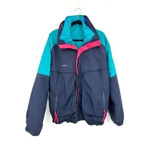 COLUMBIA Vintage Men's 90s Turquoise Blue Powder Keg Snow Jacket Size Large Tall